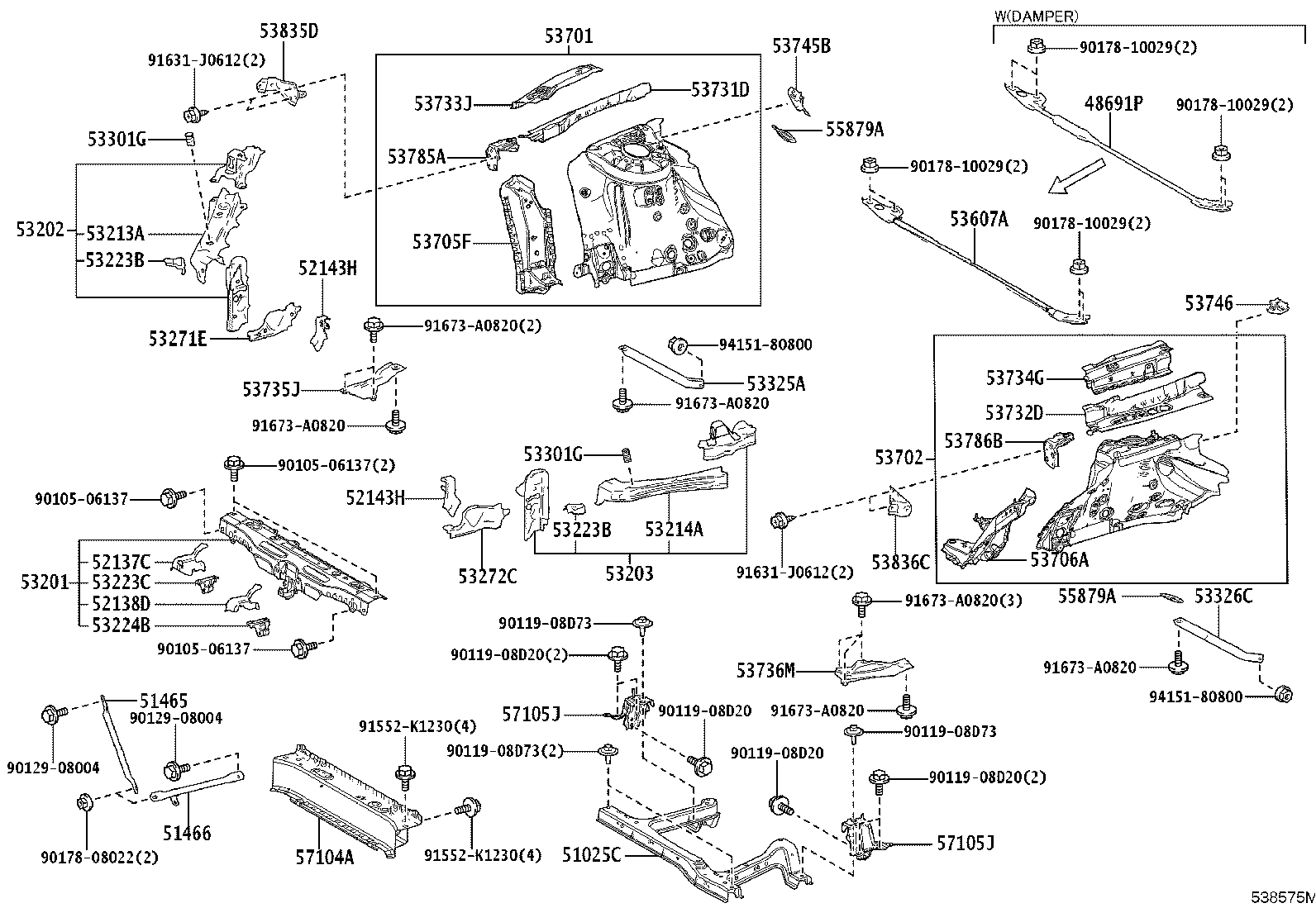 52137-46020 BRACKET, FRONT BUMPER ARM MOUNTING, NO.3 product image
