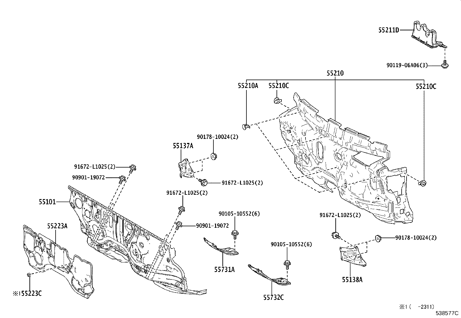 52137-46020 BRACKET, FRONT BUMPER ARM MOUNTING, NO.3 product image