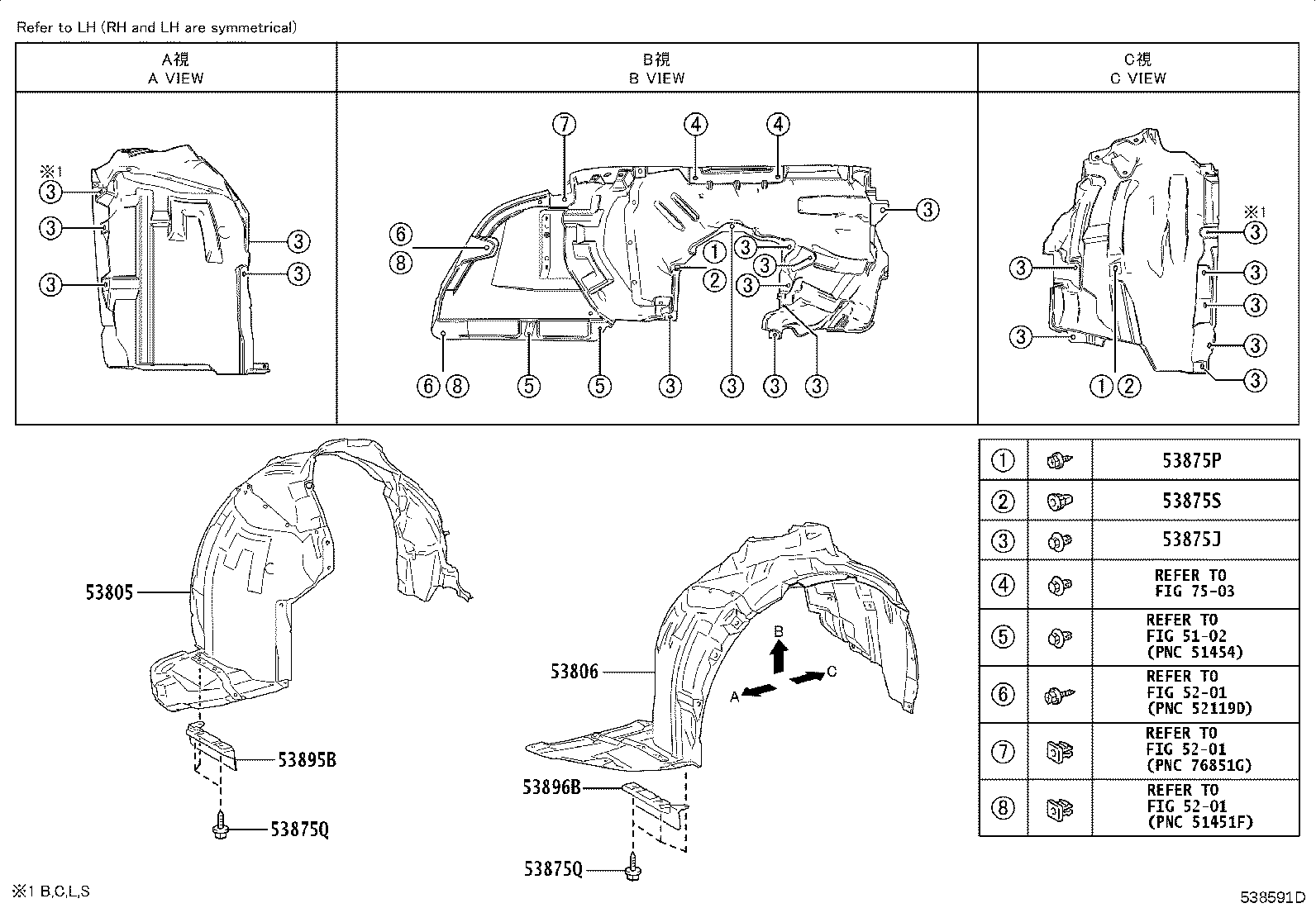 53811-46060 PANEL, FRONT FENDER, RH product image
