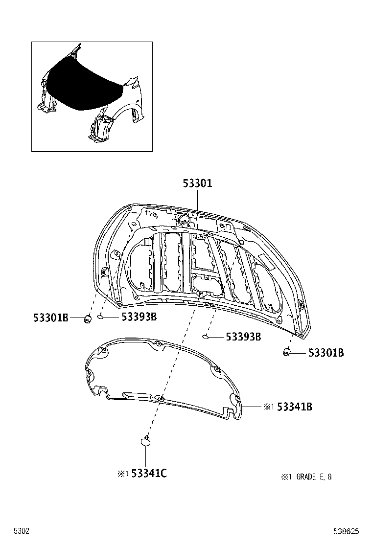 90044-67637 CLIP, FRONT FENDER LINER product image