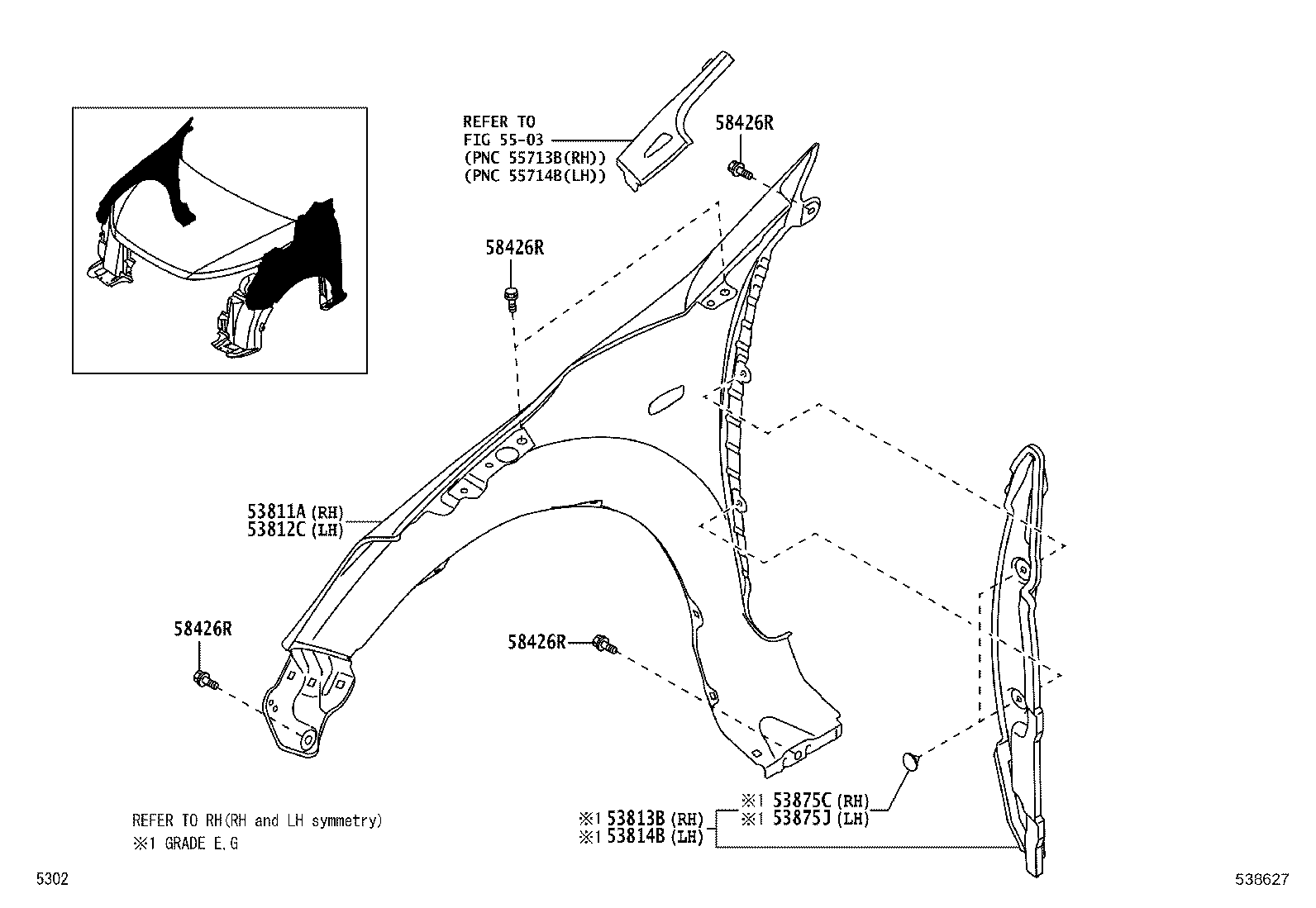 90044-67637 CLIP, FRONT FENDER LINER product image