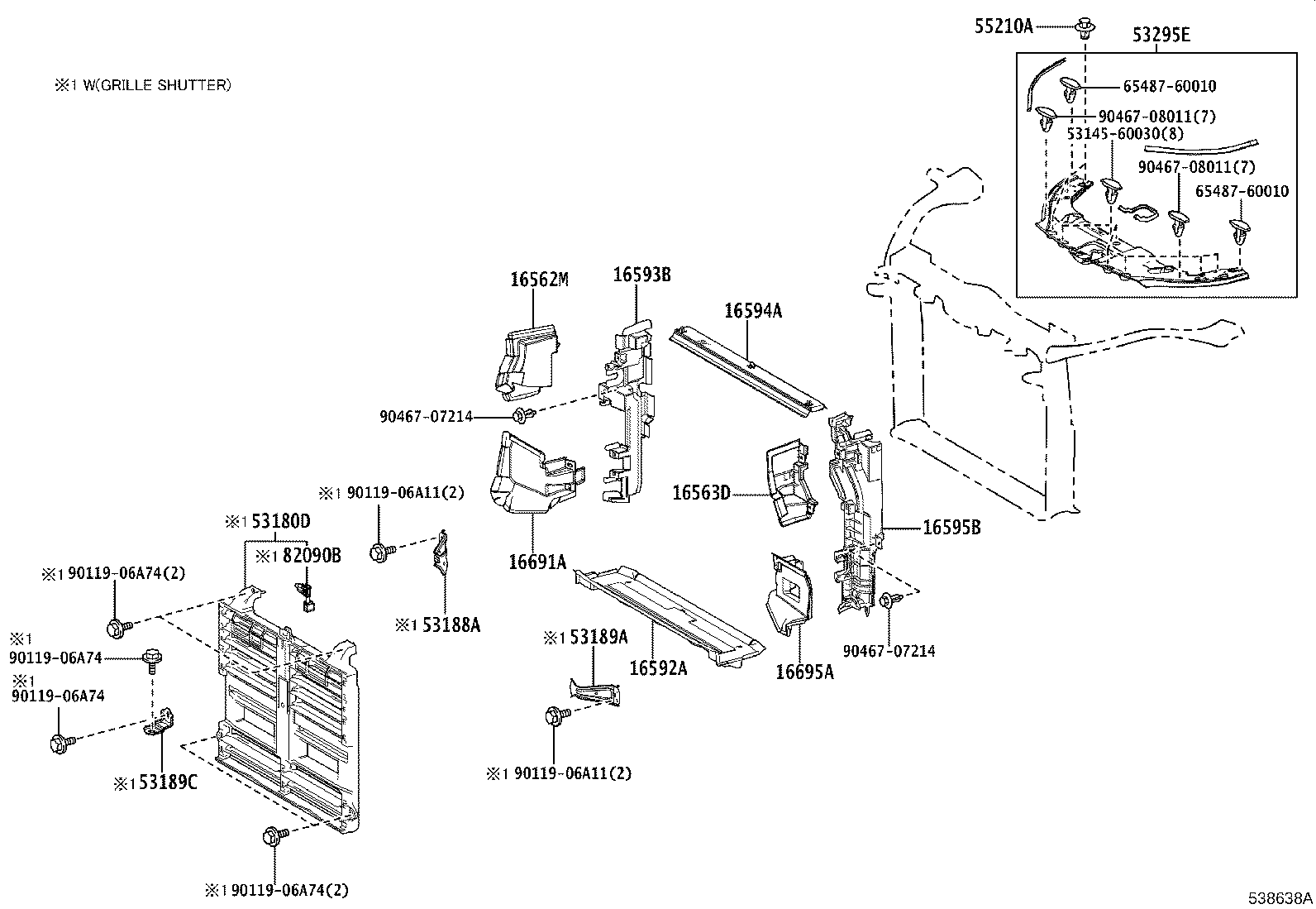 53223-48043 BRACKET, RADIATOR GRILLE MOUNTING product image