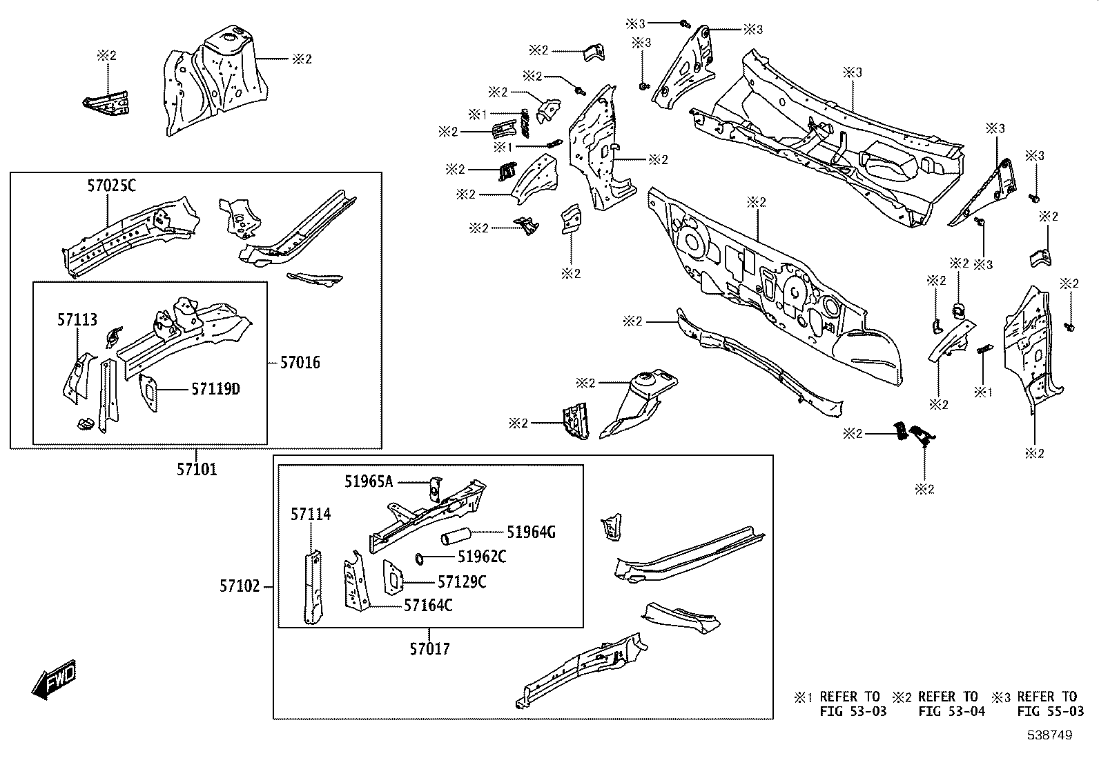 57102-WC011 MEMBER SUB-ASSY, FRONT SIDE, LH product image