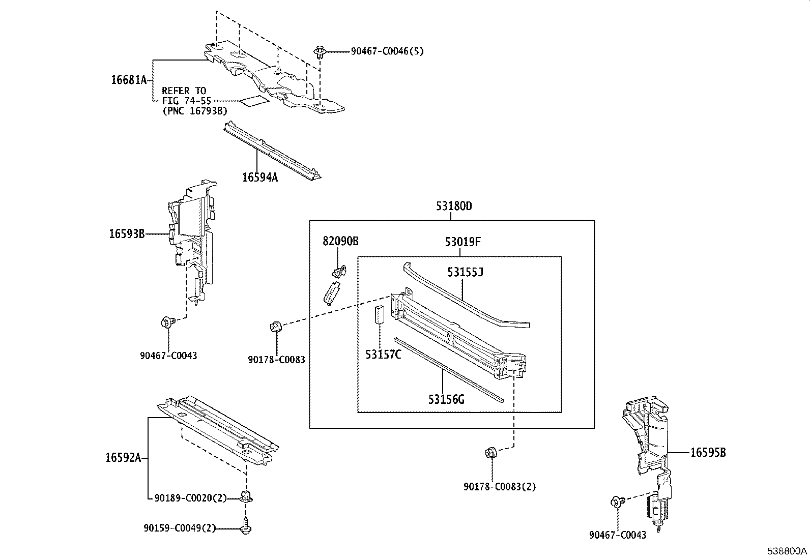 53155-0R040 SEAL, RADIATOR GRILLE, NO.1 product image