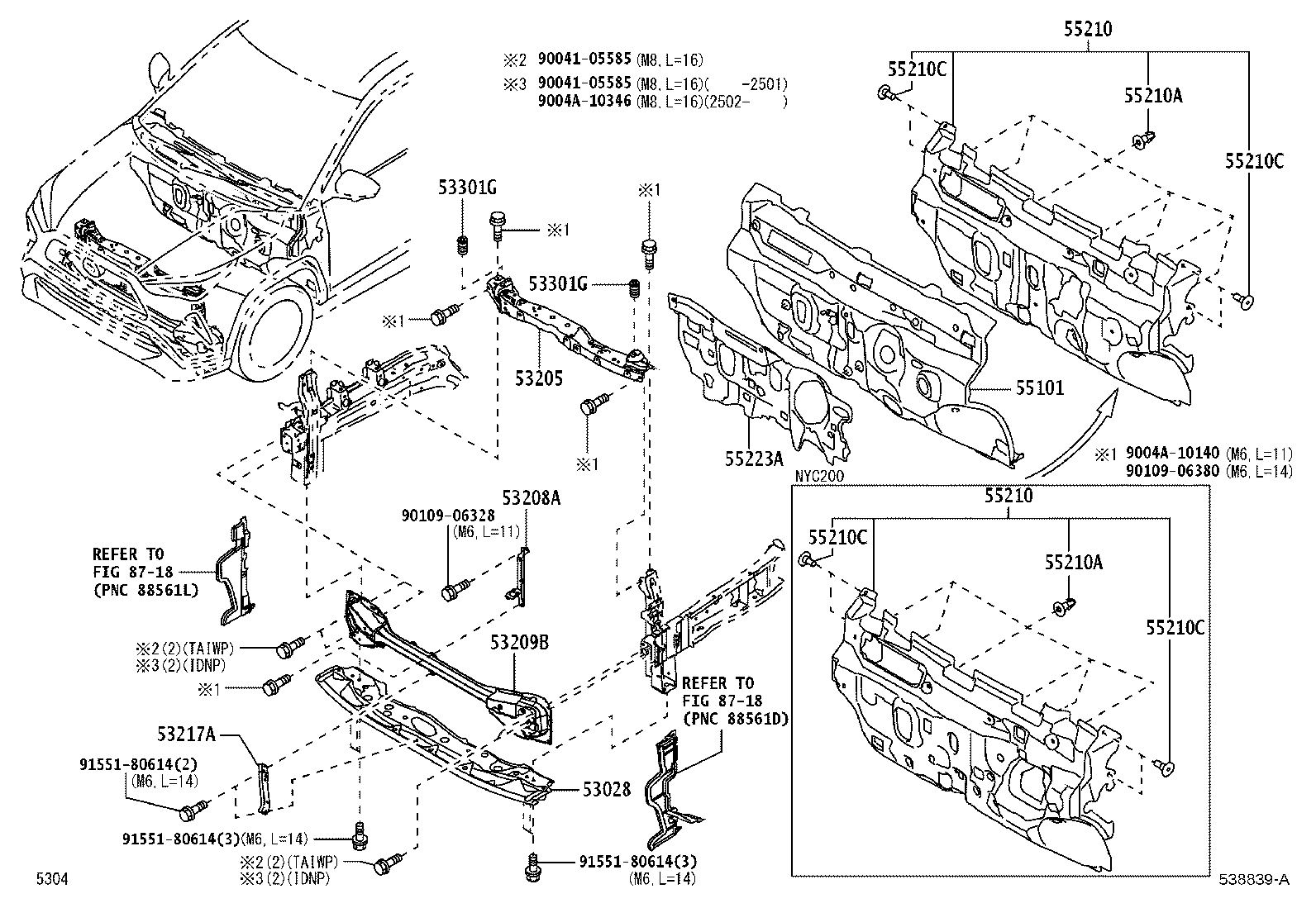 53826-BZ030 PROTECTOR, FRONT FENDER SIDE PANEL, LH product image