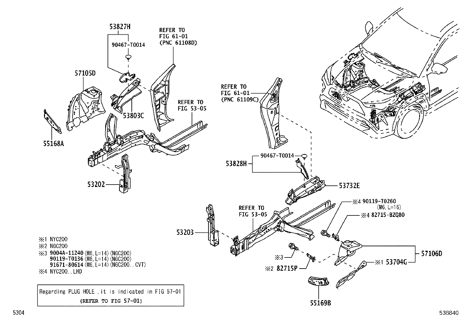 53826-BZ030 PROTECTOR, FRONT FENDER SIDE PANEL, LH product image