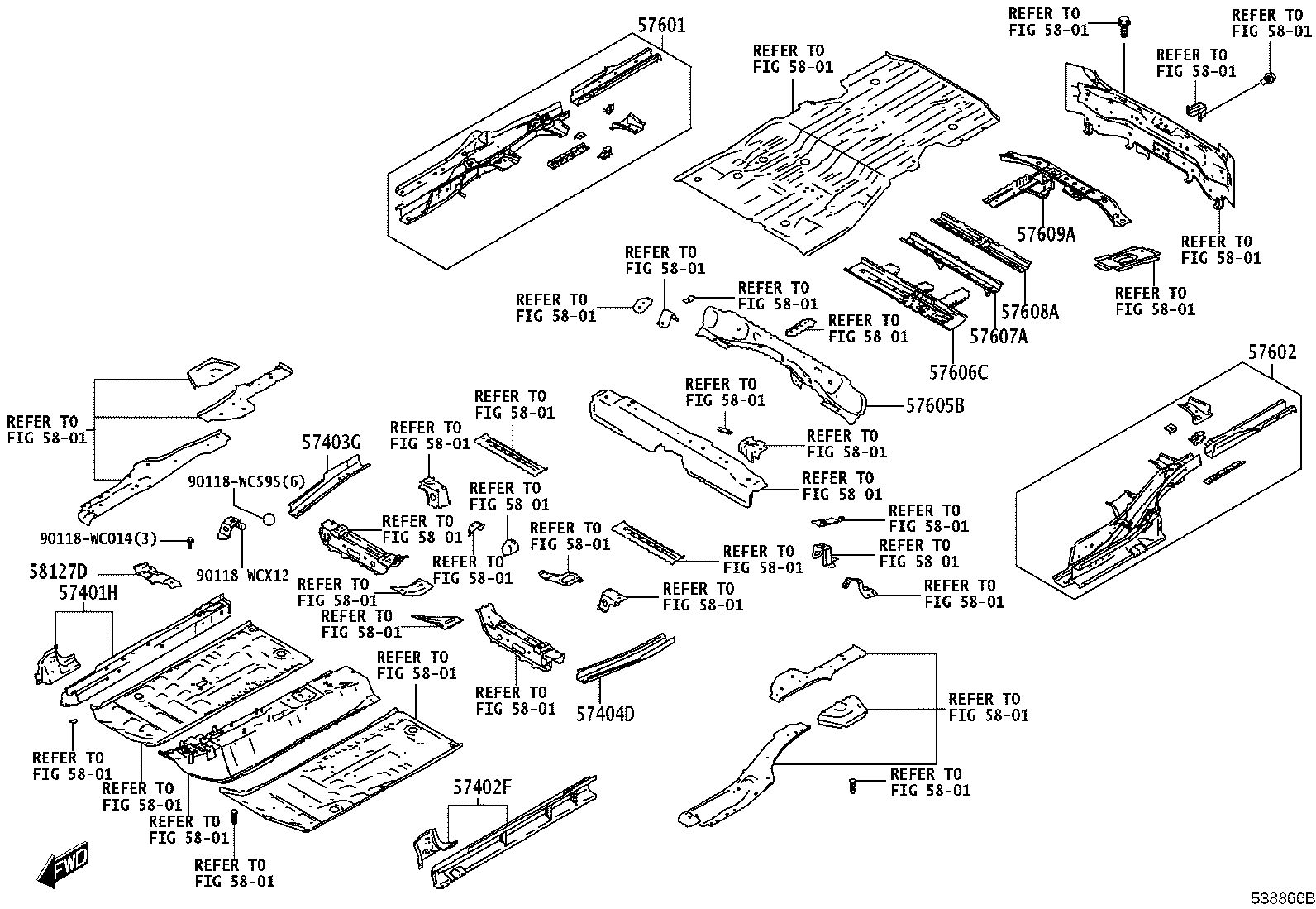 57102-WC010 MEMBER SUB-ASSY, FRONT SIDE, INNER LH product image