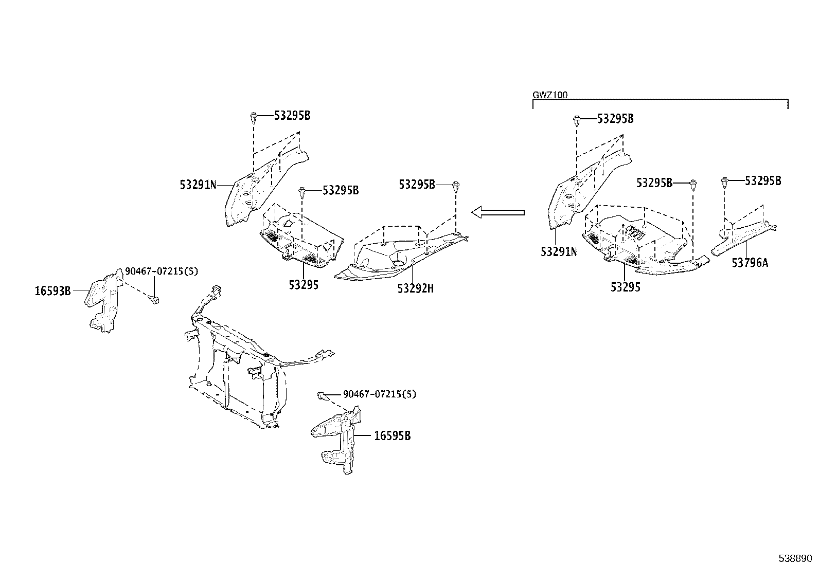 16593-31010 GUIDE, RADIATOR AIR, NO.1 RH product image