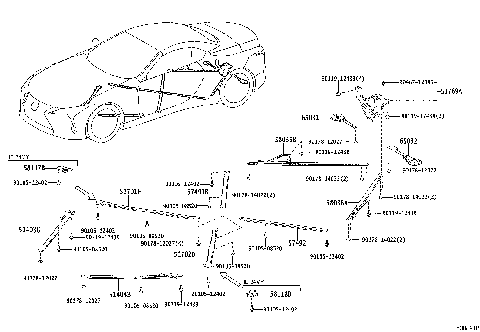 57044-11010 REINFORCEMENT SUB-ASSY, FRONT SIDE MEMBER, REAR LH product image