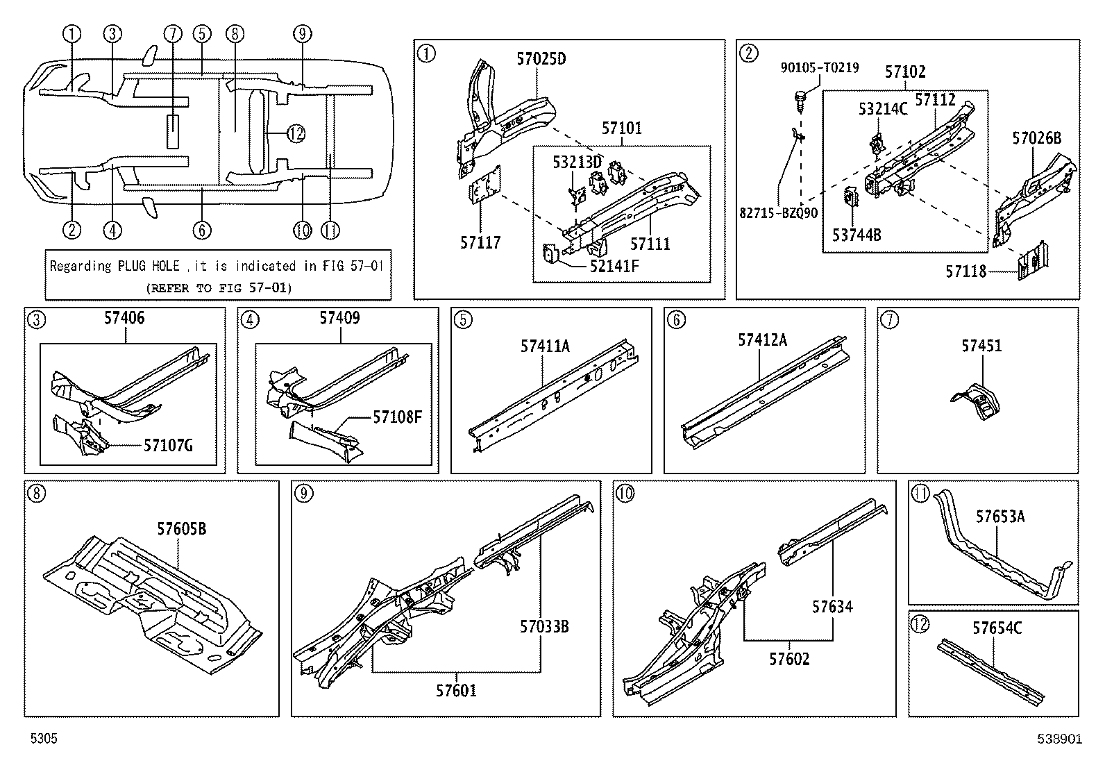 57102-BZ770 MEMBER SUB-ASSY, FRONT SIDE, LH product image