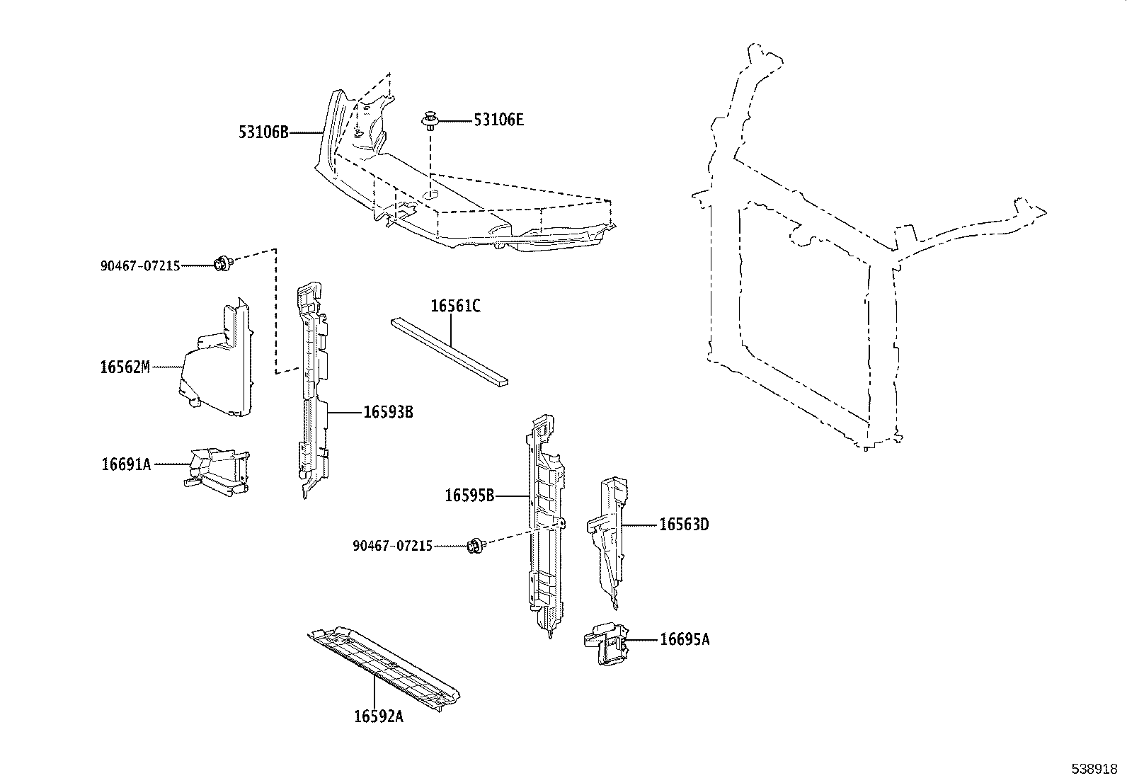 16593-V2020 GUIDE, RADIATOR AIR, NO.1 RH product image