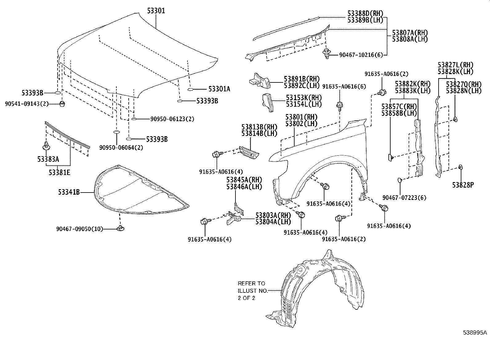 53827-40030 PROTECTOR, FRONT FENDER SIDE PANEL, RH product image