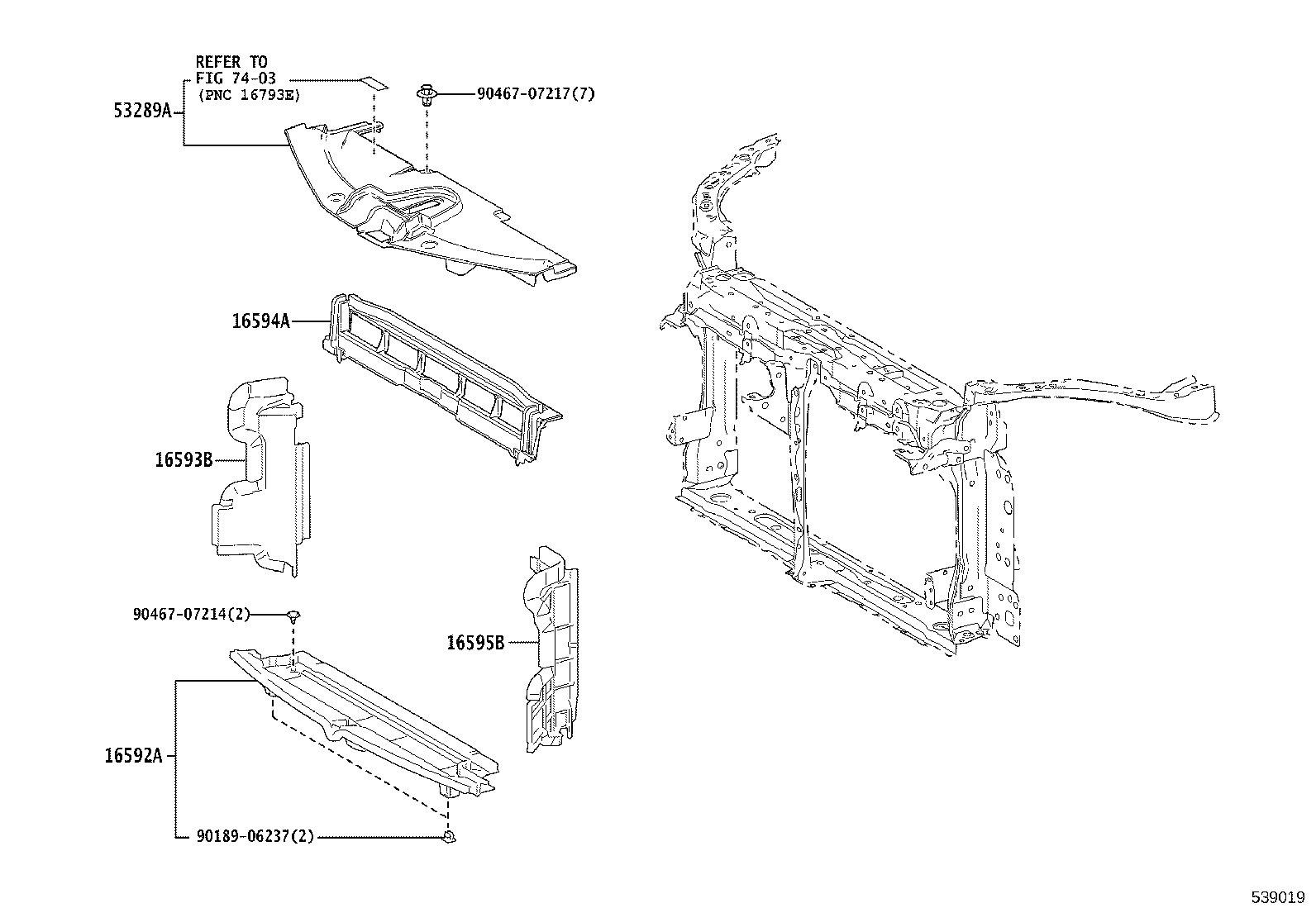 53028-02130 SUPPORT SUB-ASSY, RADIATOR, LOWER product image