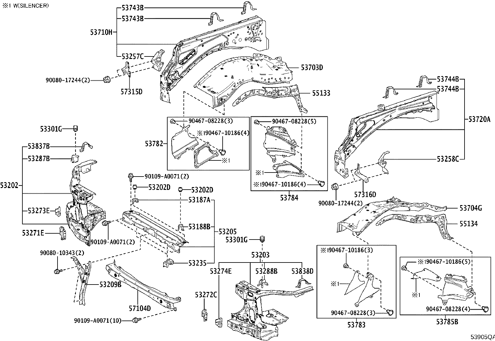53209-04040 BRACE SUB-ASSY, HOOD LOCK SUPPORT product image