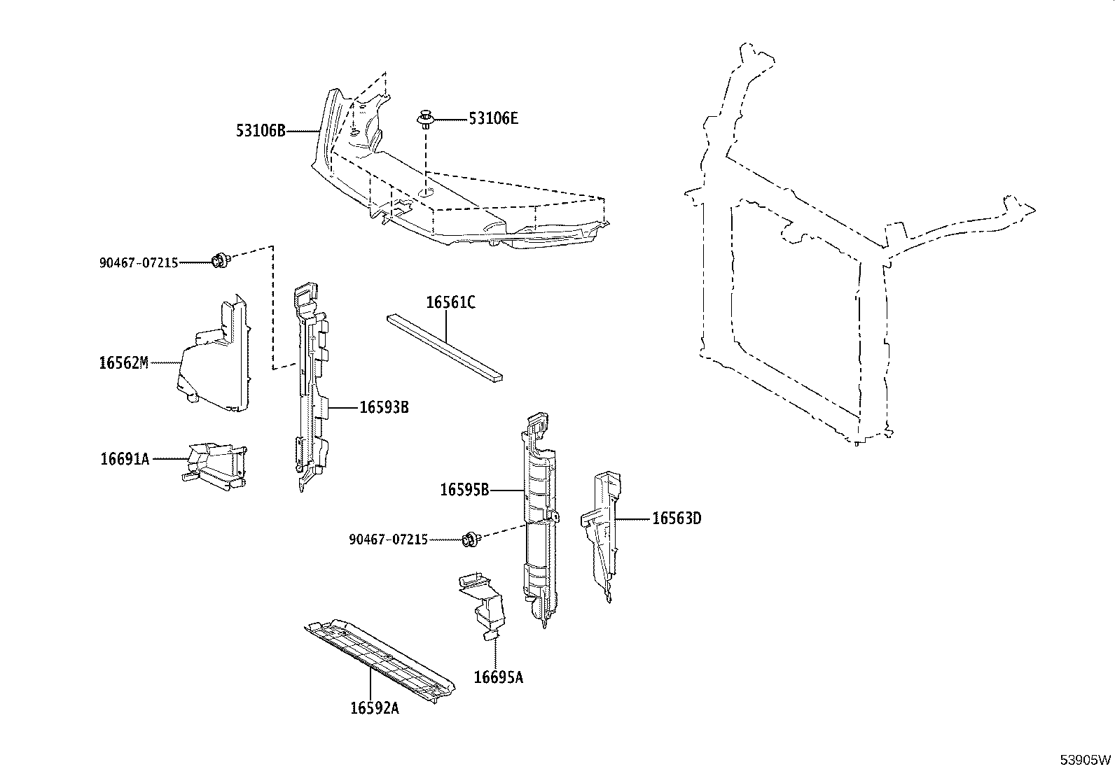 16593-V2020 GUIDE, RADIATOR AIR, NO.1 RH product image