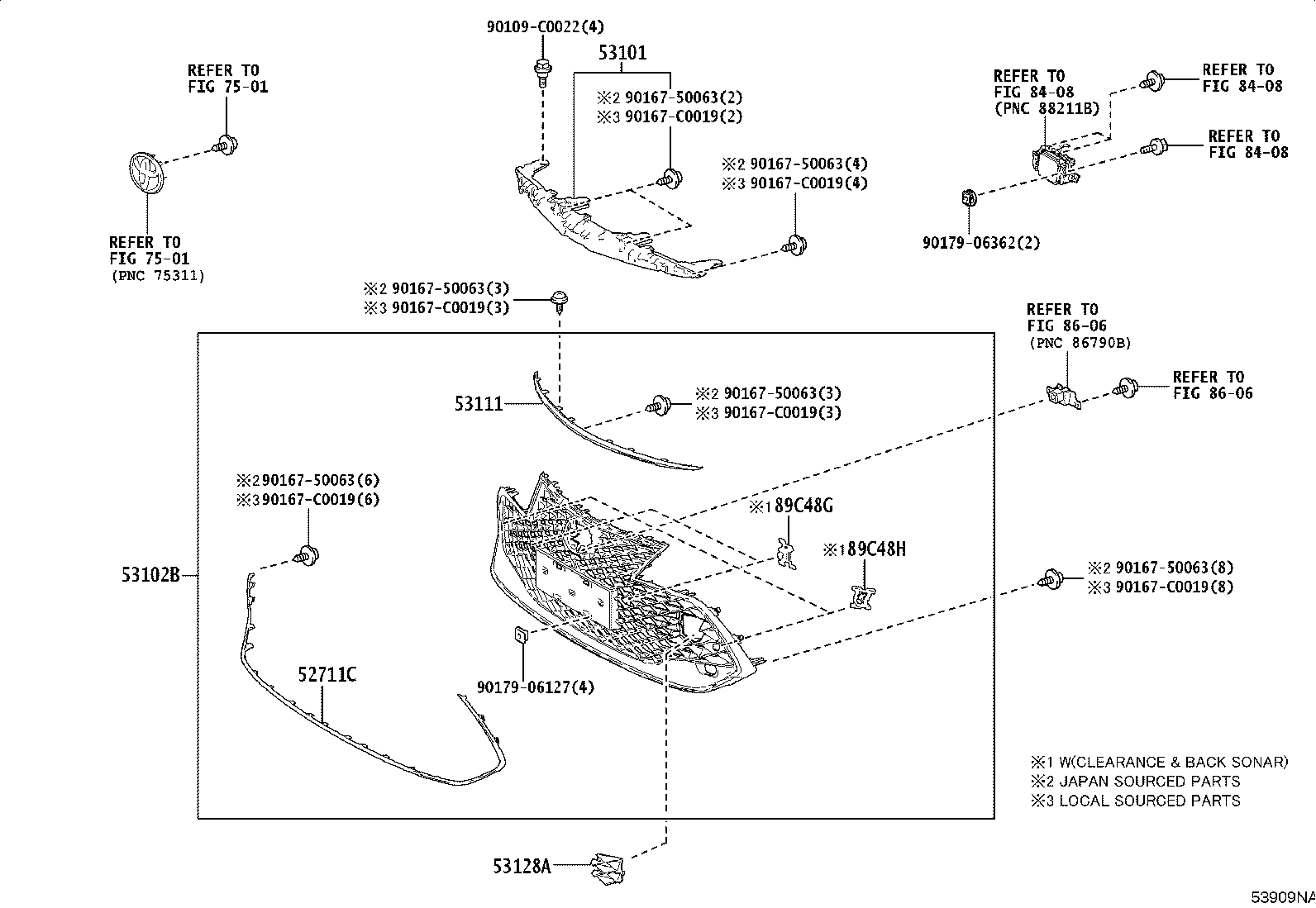 53111-07030 GRILLE, RADIATOR product image