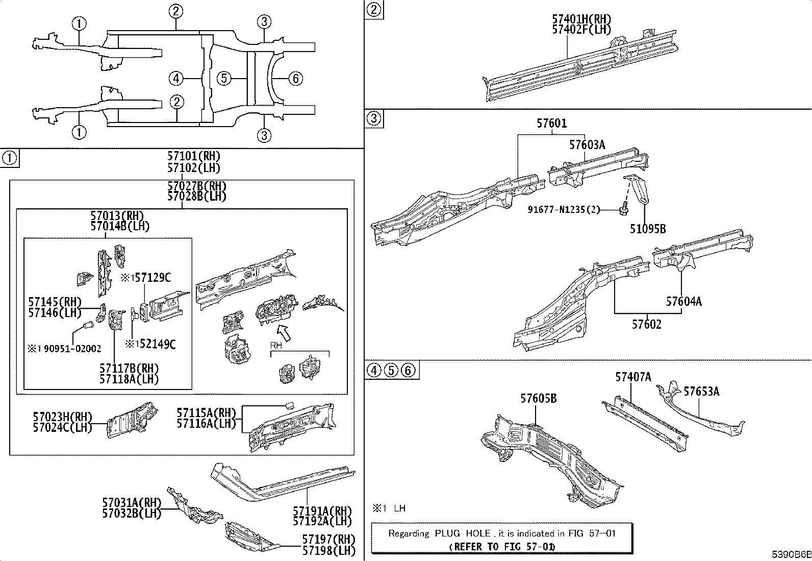 57102-33908 MEMBER SUB-ASSY, FRONT SIDE, LH product image