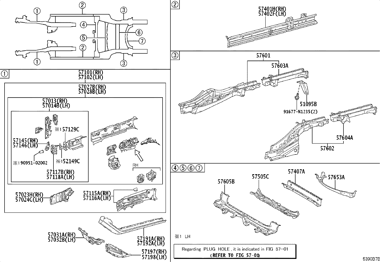 57102-33908 MEMBER SUB-ASSY, FRONT SIDE, LH product image