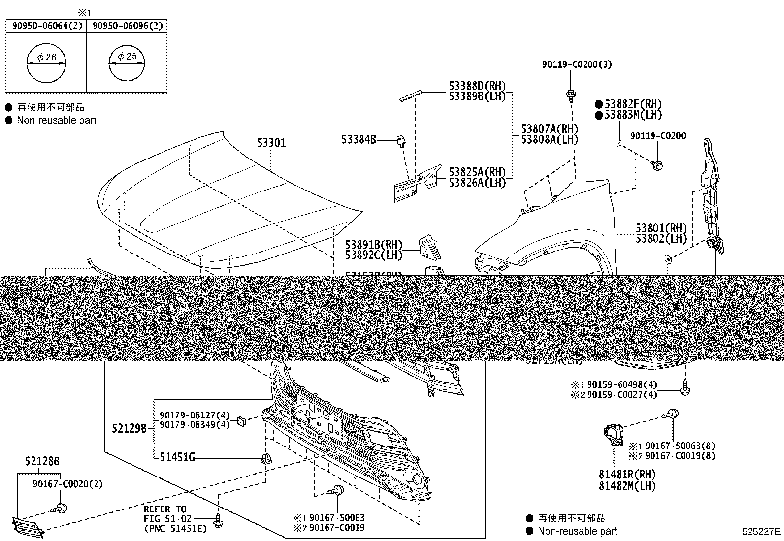 53384-0E070 CUSHION, HOOD, CENTER product image