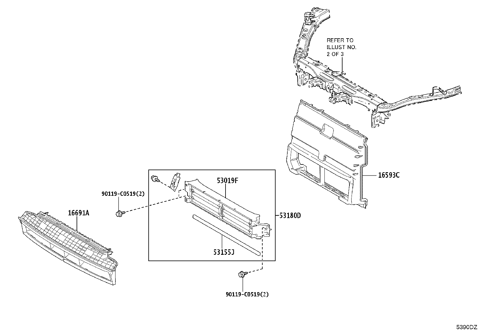53289-03020 COVER, RADIATOR SUPPORT OPENING product image