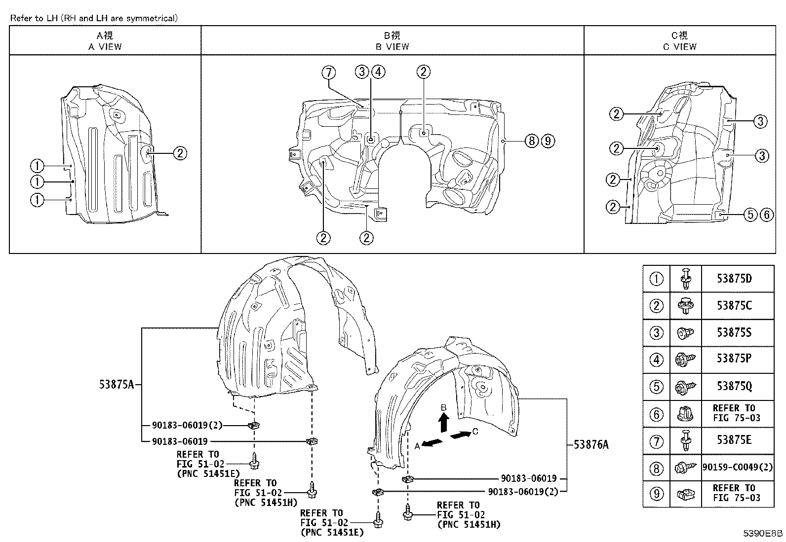53812-03030 PANEL, FRONT FENDER, LH product image