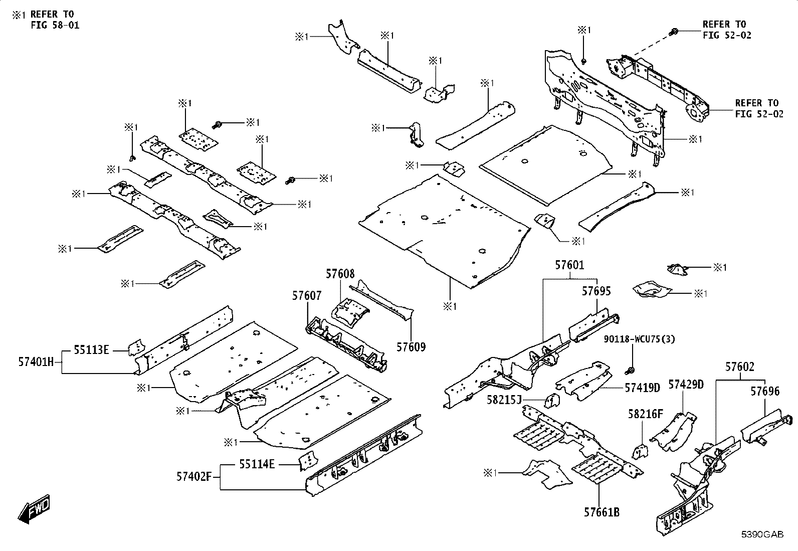 57102-WC015 MEMBER SUB-ASSY, FRONT SIDE, LH product image