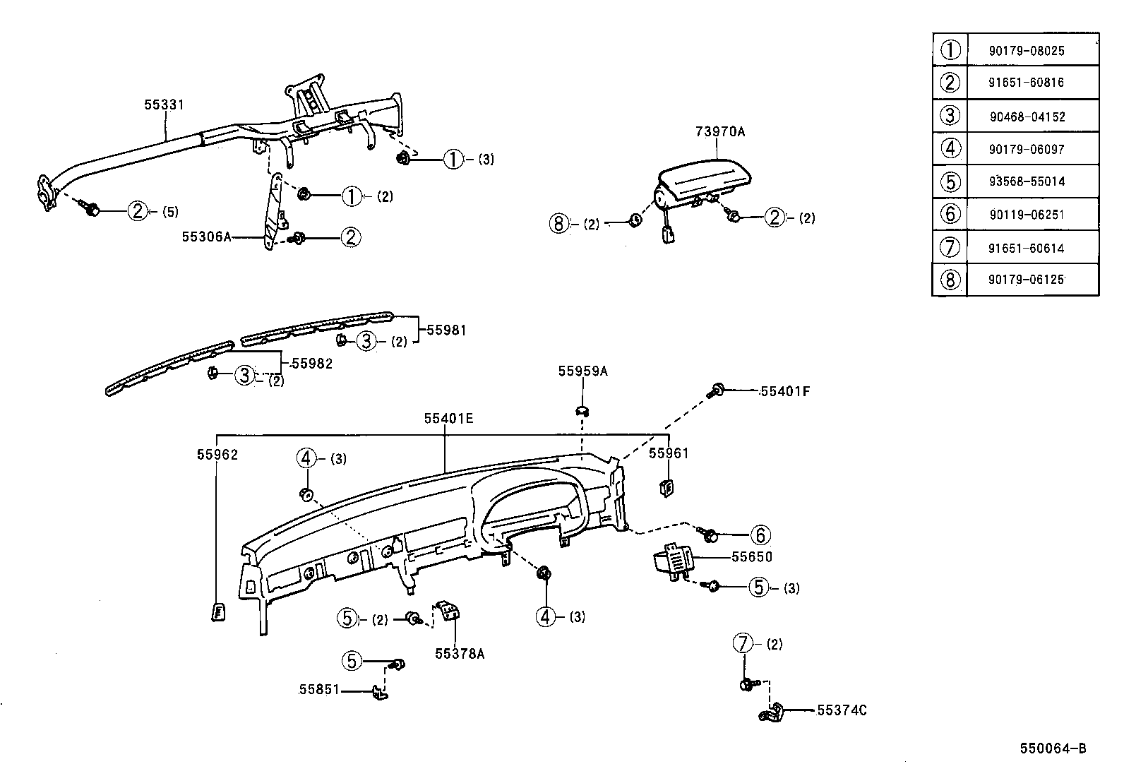 55306-24031 BRACE SUB-ASSY, INSTRUMENT PANEL, NO.1 product image