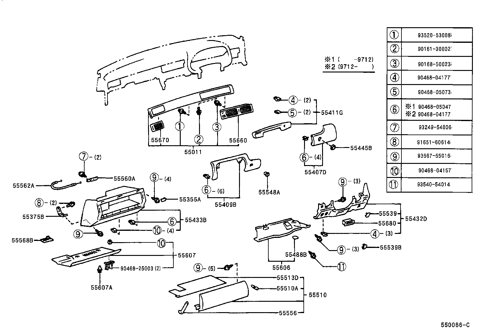 55306-24031 BRACE SUB-ASSY, INSTRUMENT PANEL, NO.1 product image