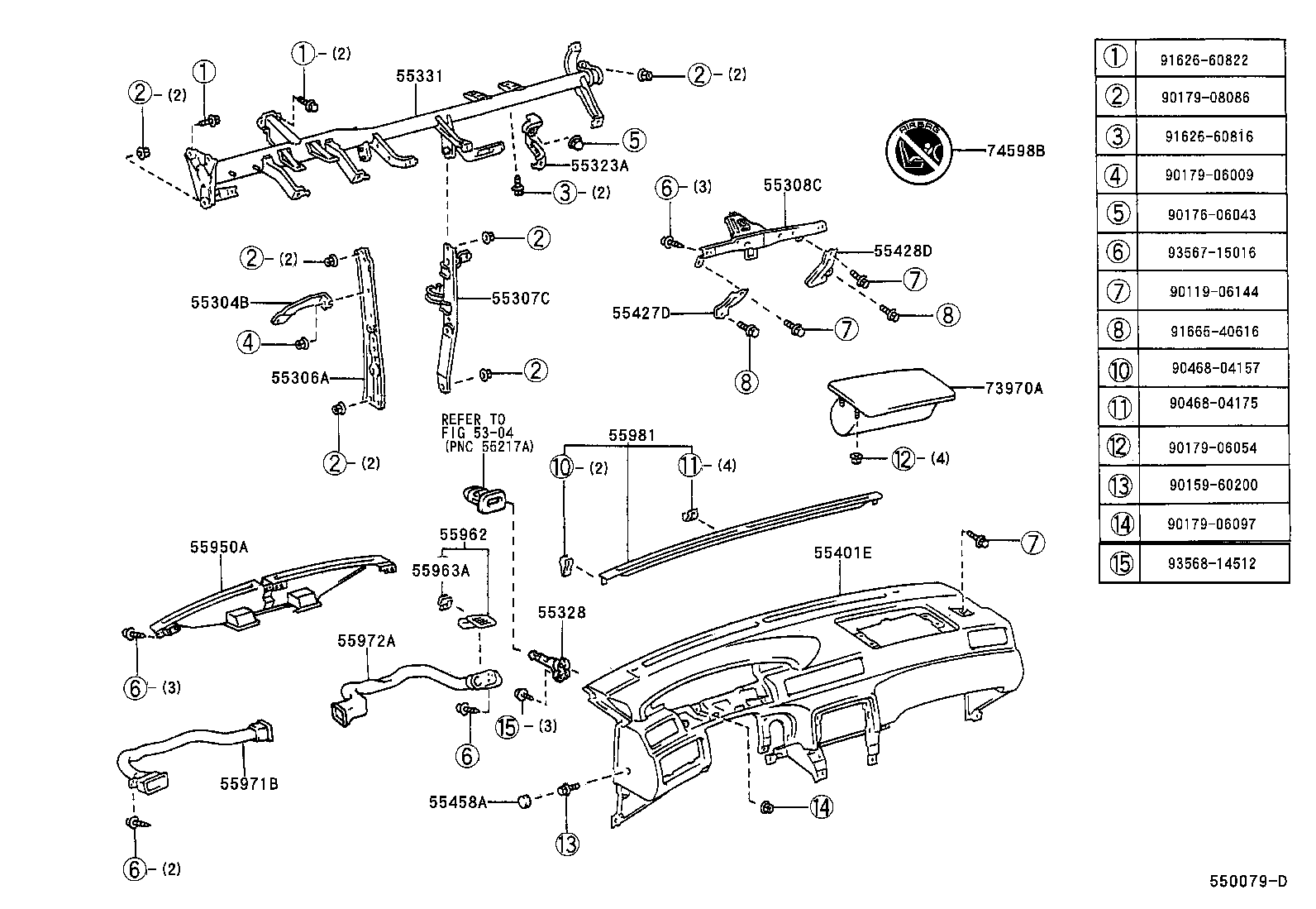 55351-33060 BRACE SUB-ASSY, INSTRUMENT PANEL, NO.1 product image