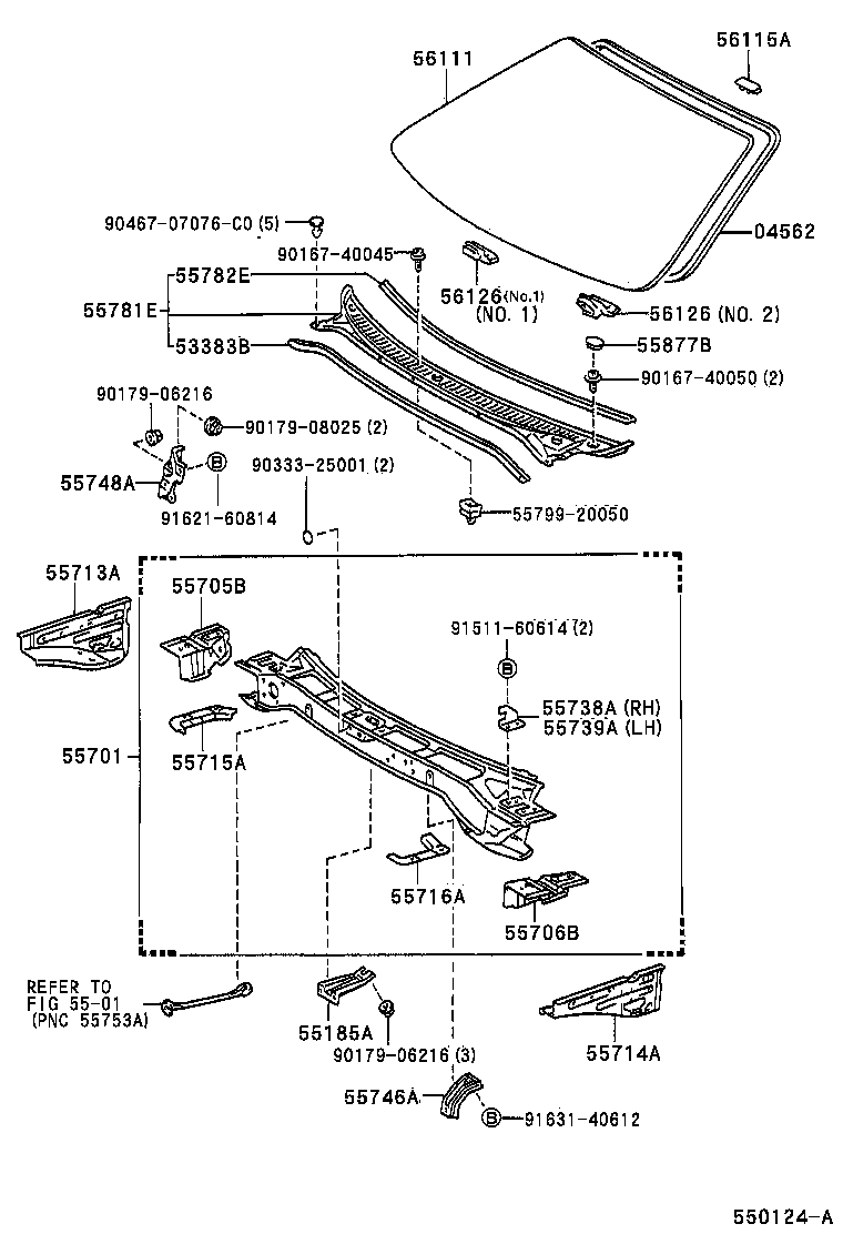 55708-20210 LOUVER SUB-ASSY, COWL TOP VENTILATOR product image