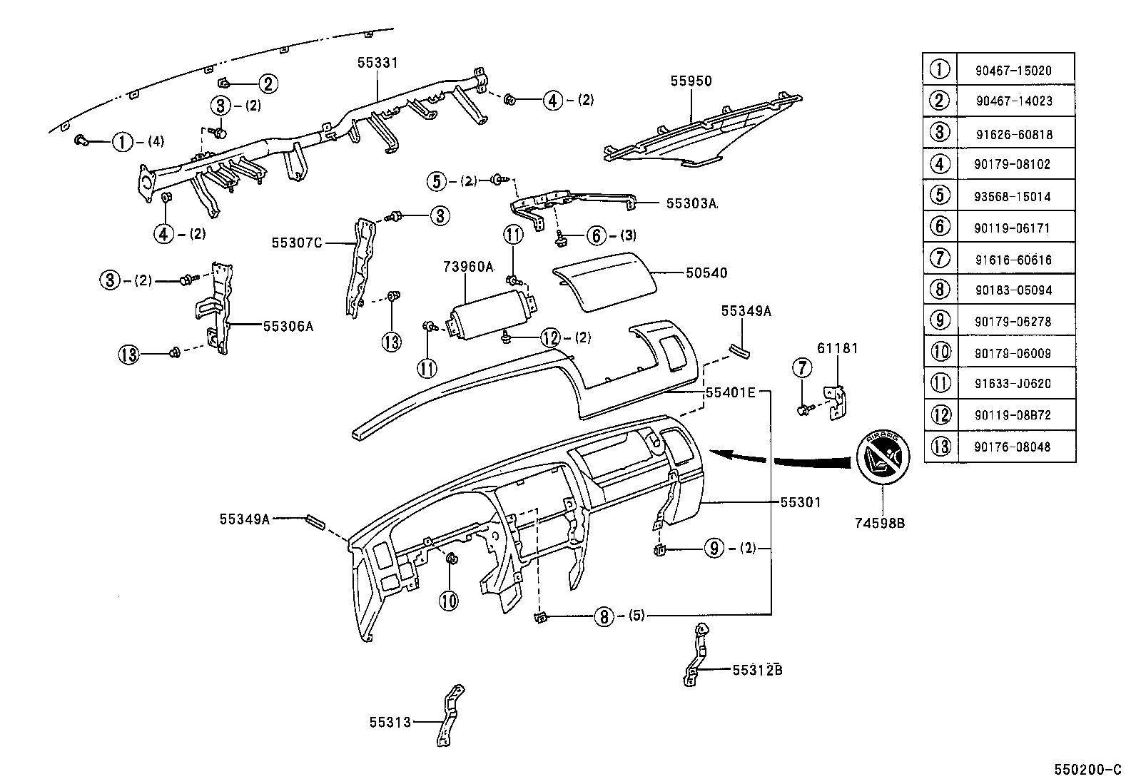 55405-35040 PANEL SUB-ASSY, INSTRUMENT CLUSTER FINISH, CENTER product image