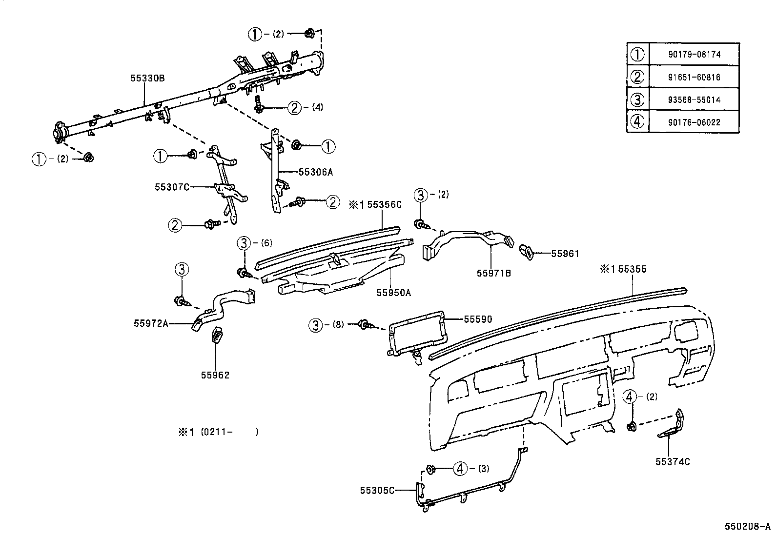 55054-40050 STOPPER SUB-ASSY, GLOVE COMPARTMENT DOOR product image