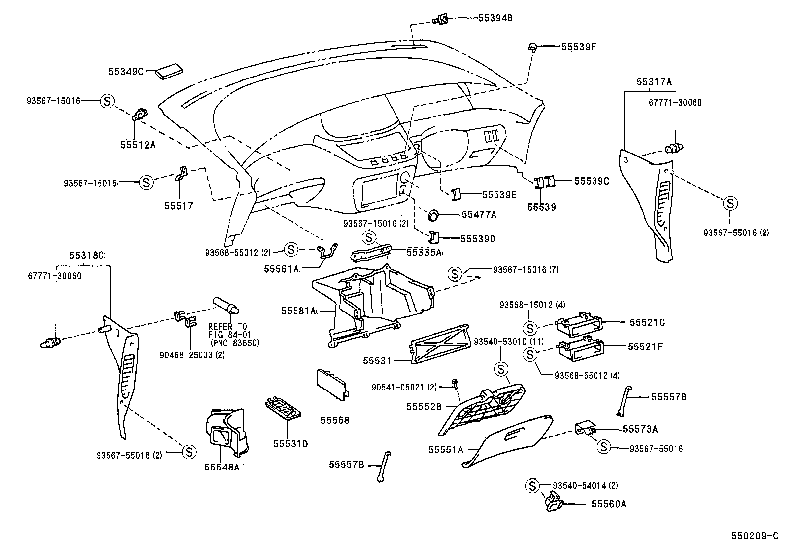 55405-28190 PANEL SUB-ASSY, INSTRUMENT CLUSTER FINISH, CENTER product image