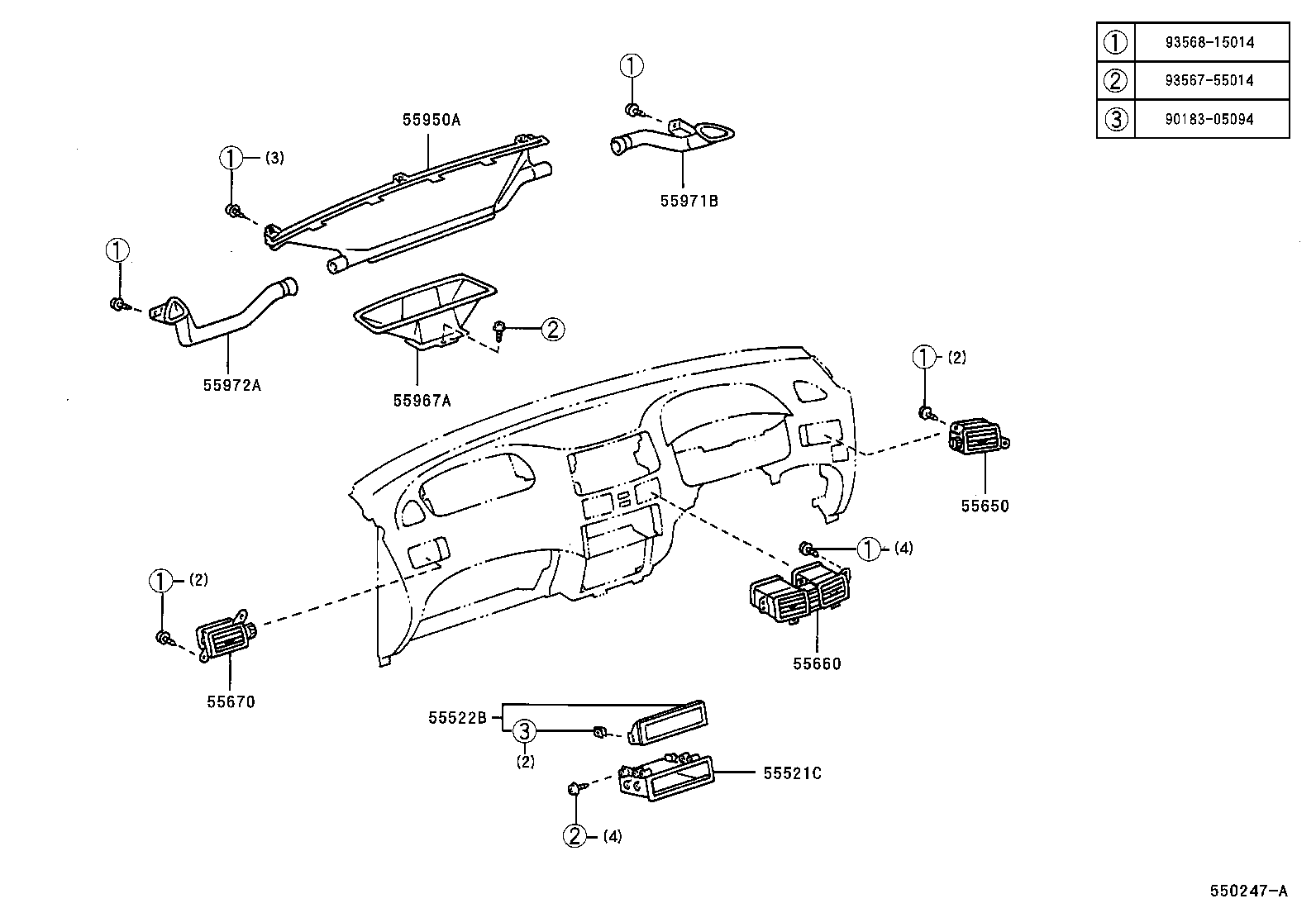 55306-46010 BRACE SUB-ASSY, INSTRUMENT PANEL, NO.1 product image