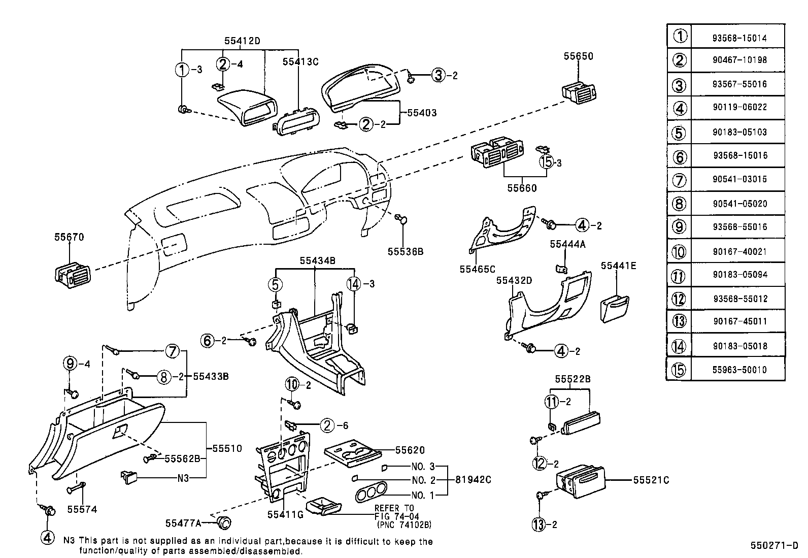 55306-12230 BRACE SUB-ASSY, INSTRUMENT PANEL, NO.1 product image