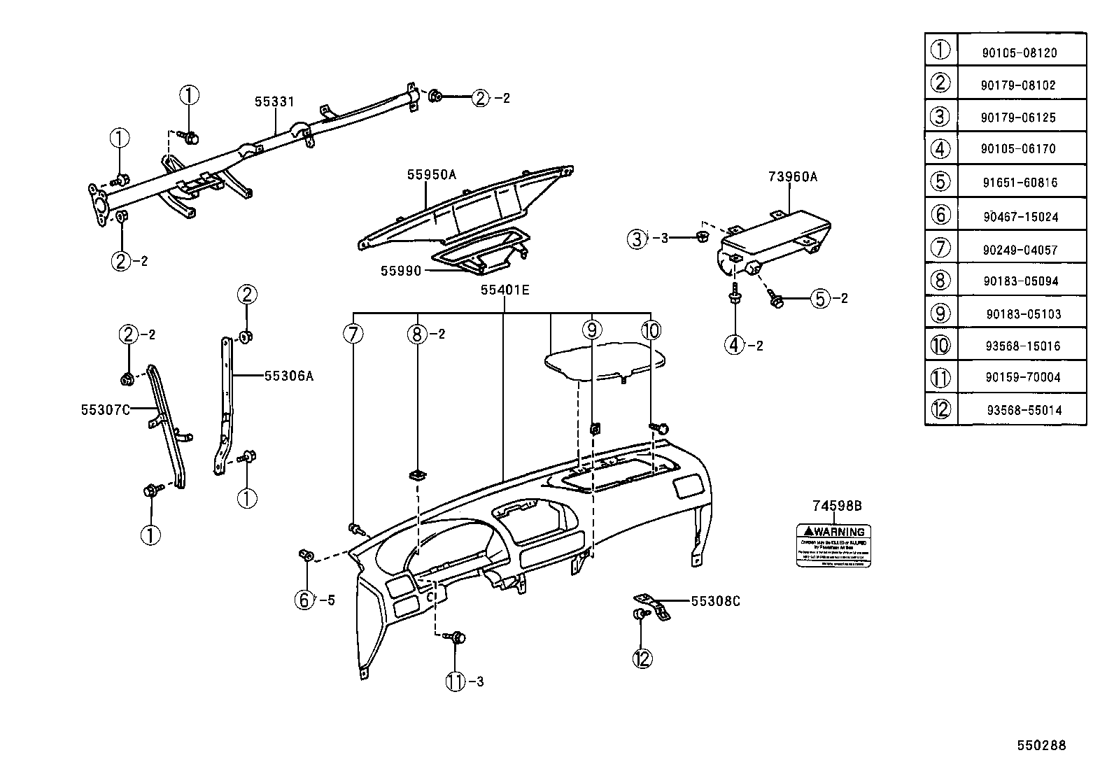 55308-02040 BRACKET SUB-ASSY, INSTRUMENT PANEL, CENTER product image