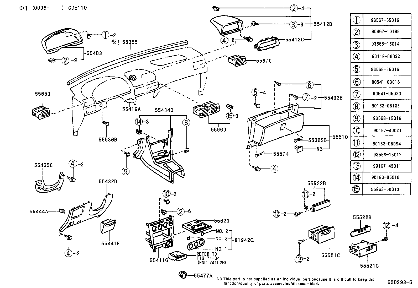 55308-02040 BRACKET SUB-ASSY, INSTRUMENT PANEL, CENTER product image
