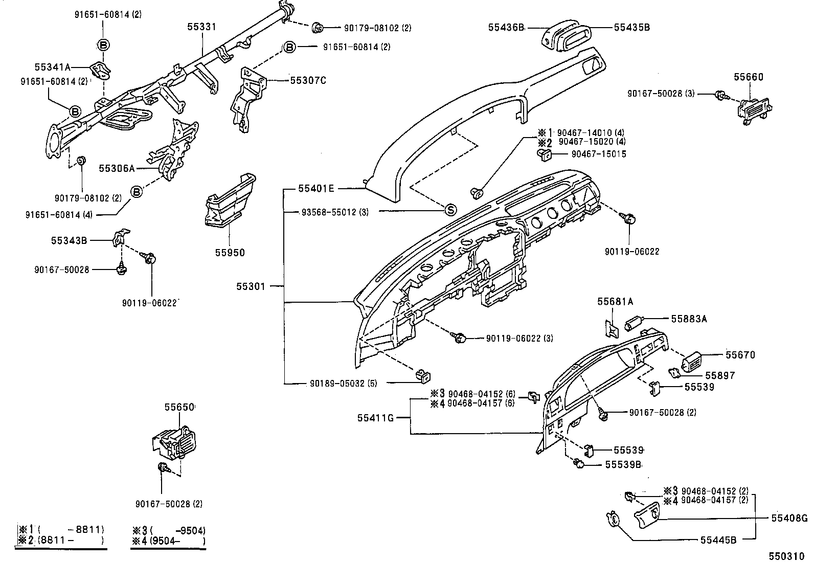 55307-89108 BRACE SUB-ASSY, INSTRUMENT PANEL, NO.2 product image