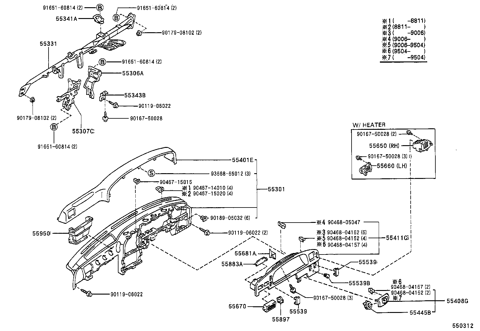 55307-89108 BRACE SUB-ASSY, INSTRUMENT PANEL, NO.2 product image