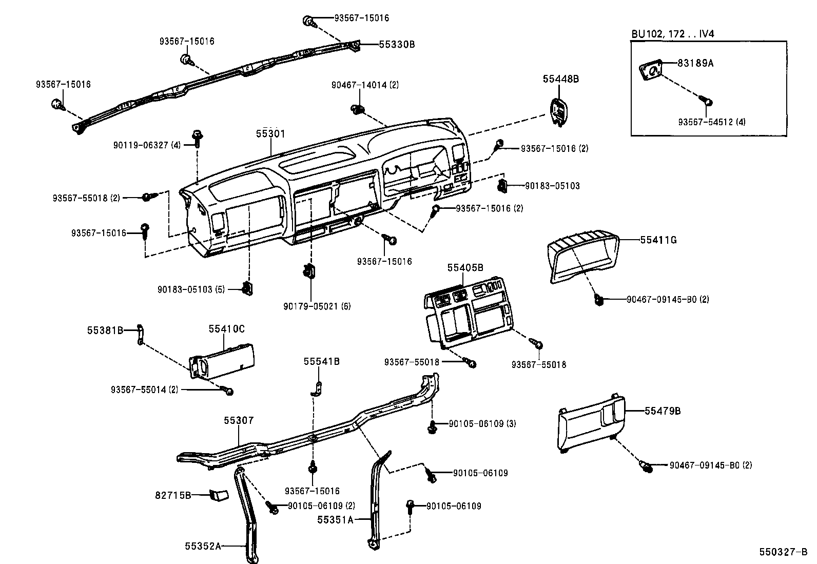 55405-37110 PANEL SUB-ASSY, INSTRUMENT CLUSTER FINISH, CENTER product image