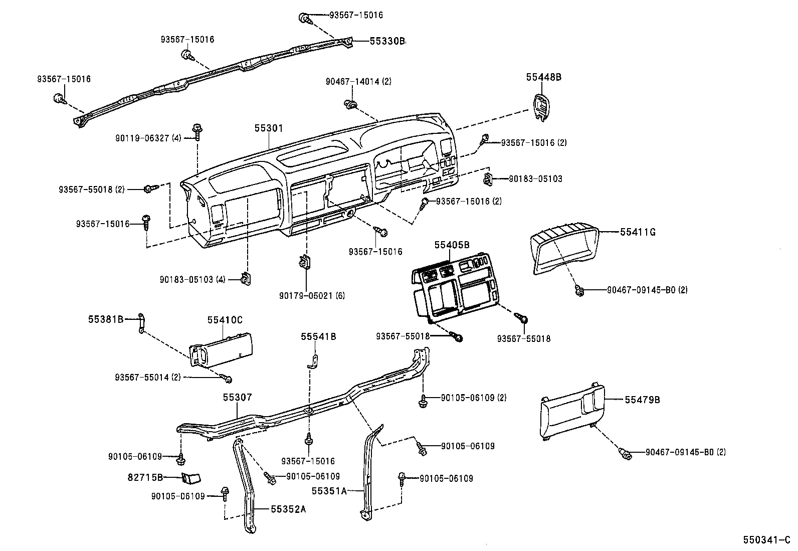 55405-37080-C0 PANEL SUB-ASSY, INSTRUMENT CLUSTER FINISH, CENTER product image