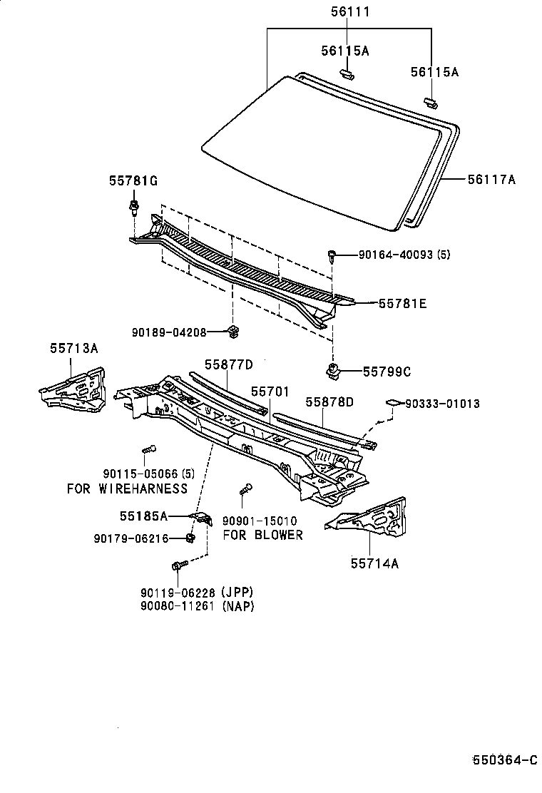 55708-02040 LOUVER SUB-ASSY, COWL TOP VENTILATOR product image