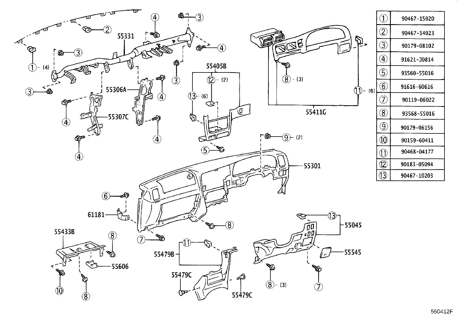 55405-35100 PANEL SUB-ASSY, INSTRUMENT CLUSTER FINISH, CENTER product image