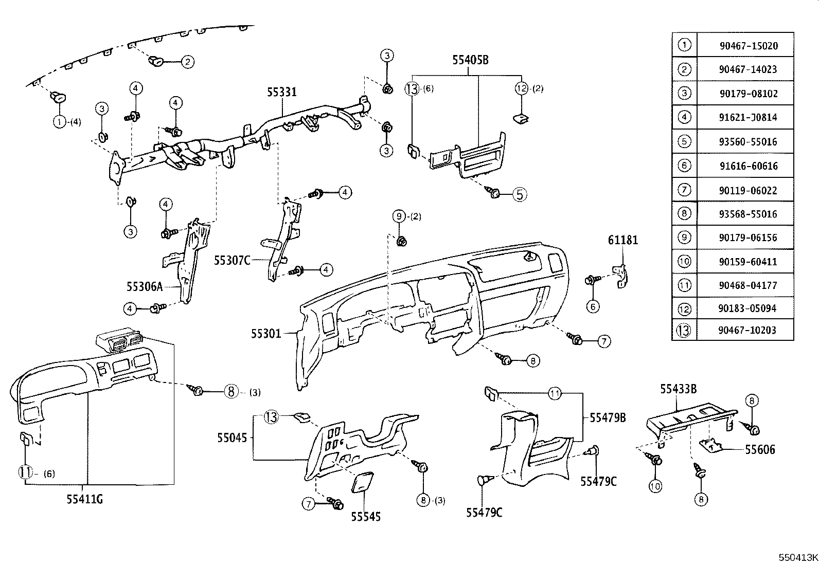 55405-35100 PANEL SUB-ASSY, INSTRUMENT CLUSTER FINISH, CENTER product image
