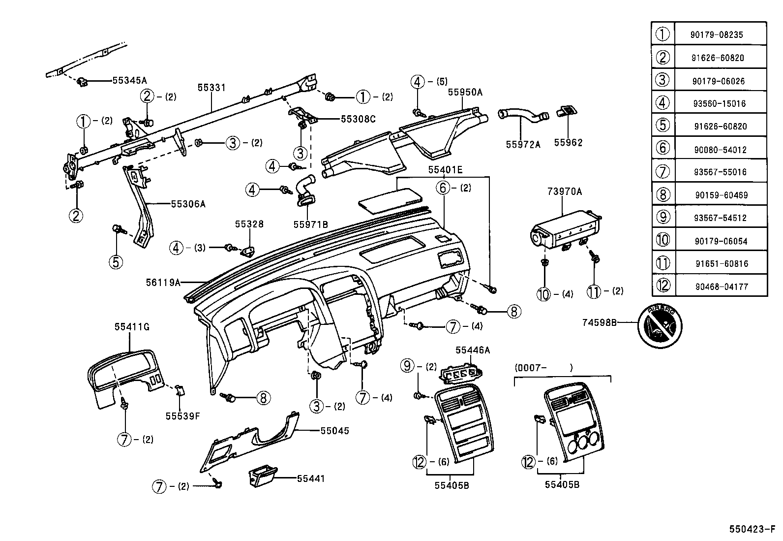 55405-05050 PANEL SUB-ASSY, INSTRUMENT CLUSTER FINISH, CENTER product image