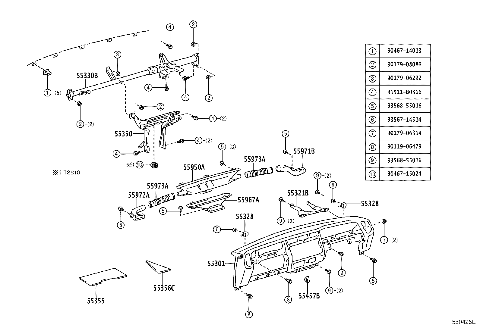 55355-43020 CUSHION, INSTRUMENT PANEL, NO.1 product image