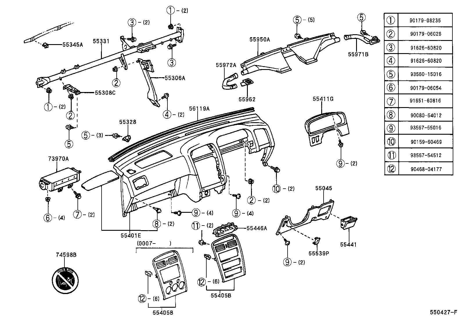 55405-05050 PANEL SUB-ASSY, INSTRUMENT CLUSTER FINISH, CENTER product image