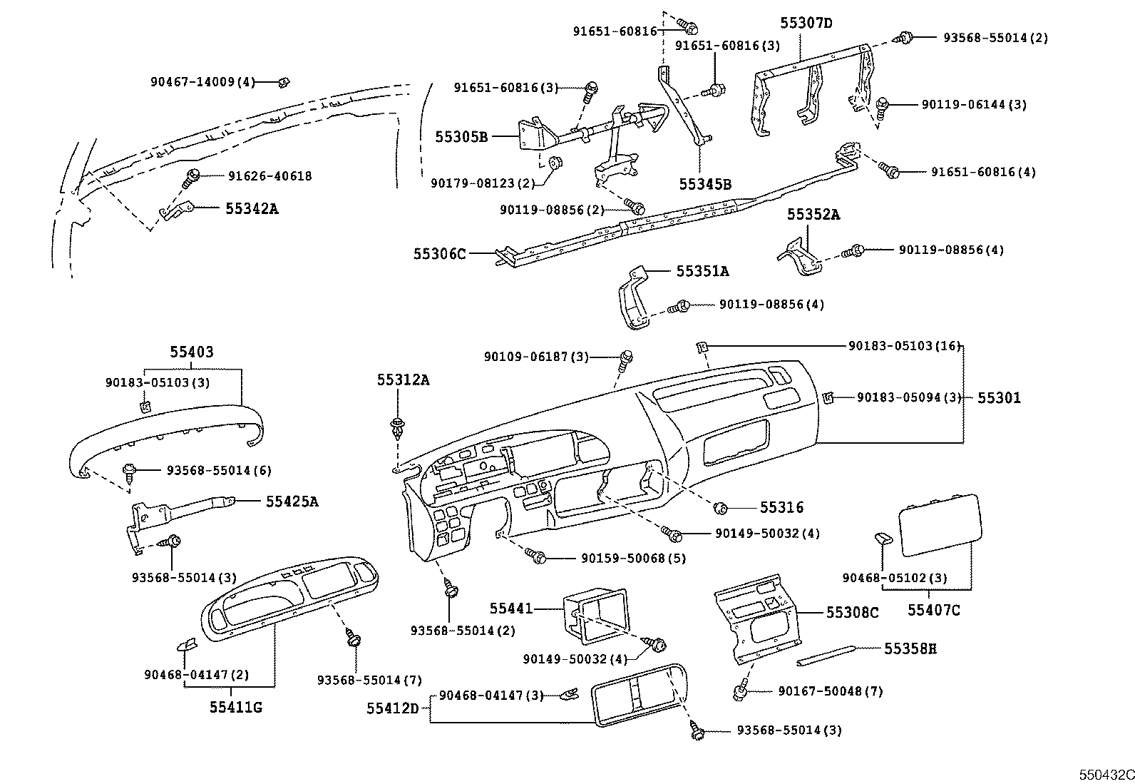 55342-36030 BRACE, INSTRUMENT PANEL TO COWL, NO.2 product image