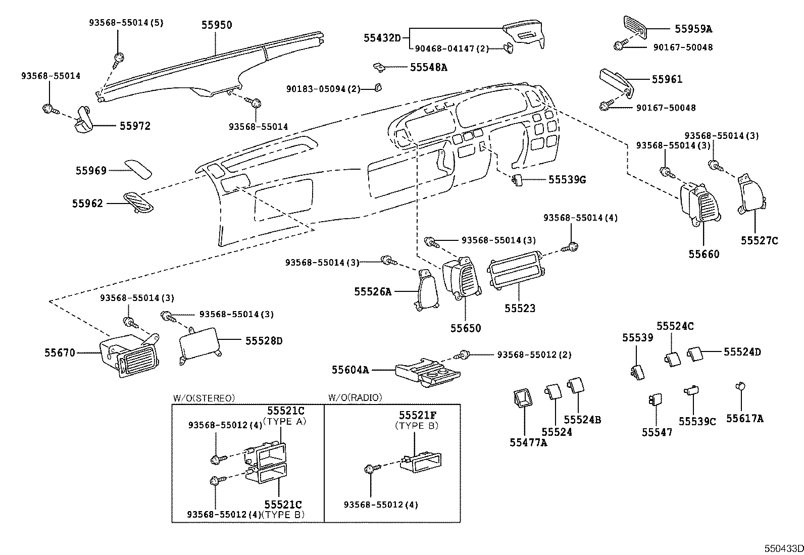 55342-36030 BRACE, INSTRUMENT PANEL TO COWL, NO.2 product image