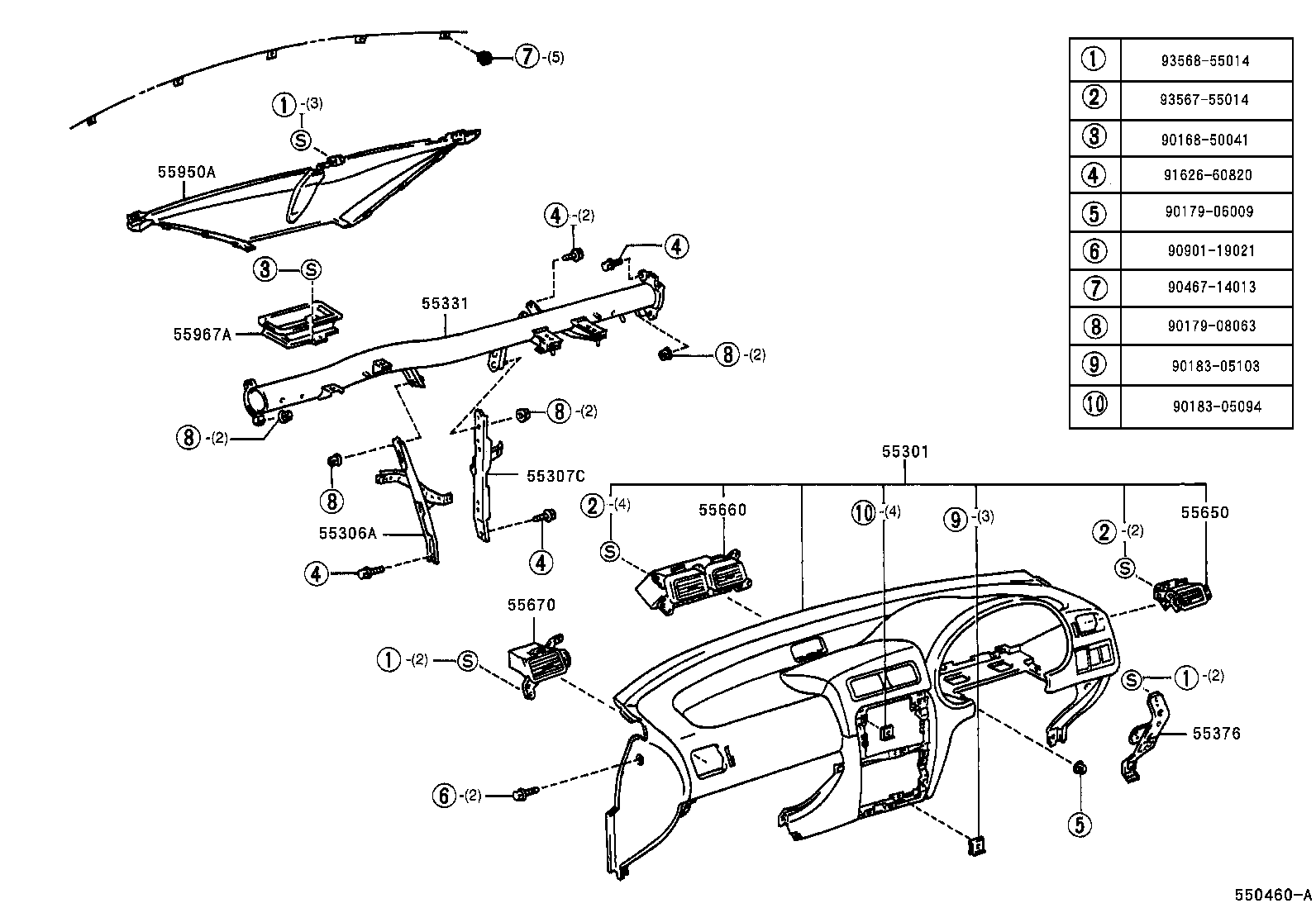 55306-10040 BRACE SUB-ASSY, INSTRUMENT PANEL, NO.1 product image